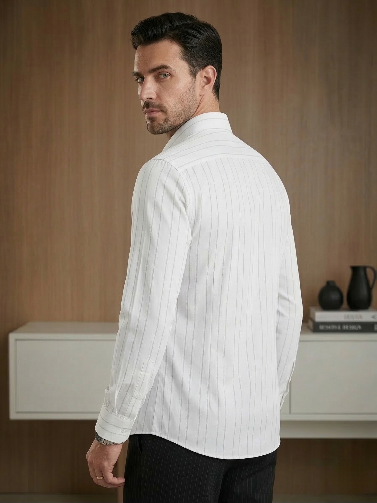 Lefko Classic White Pinstripe Shirt
