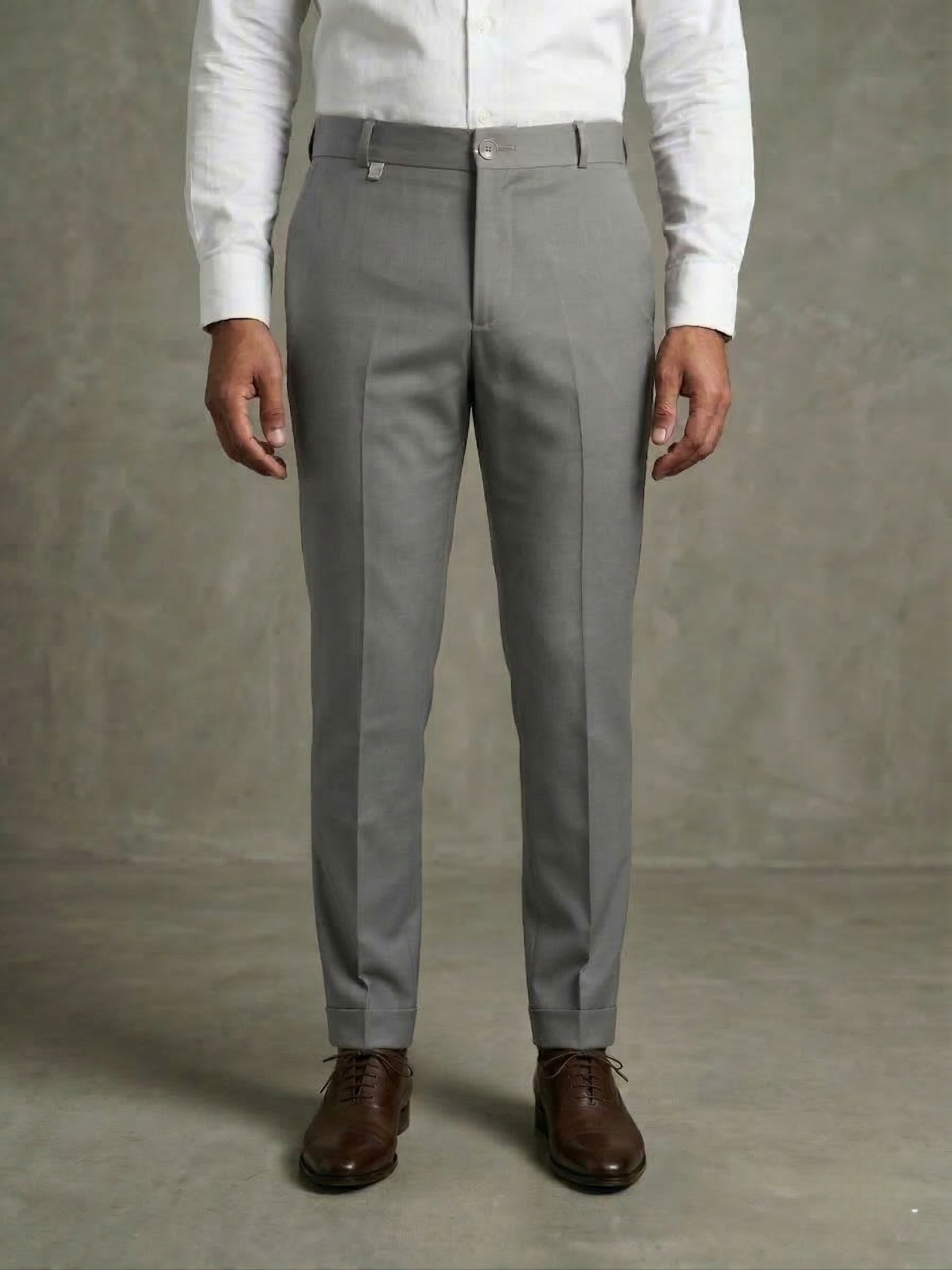 Lefko Classic Grey Tailored Formal Trousers