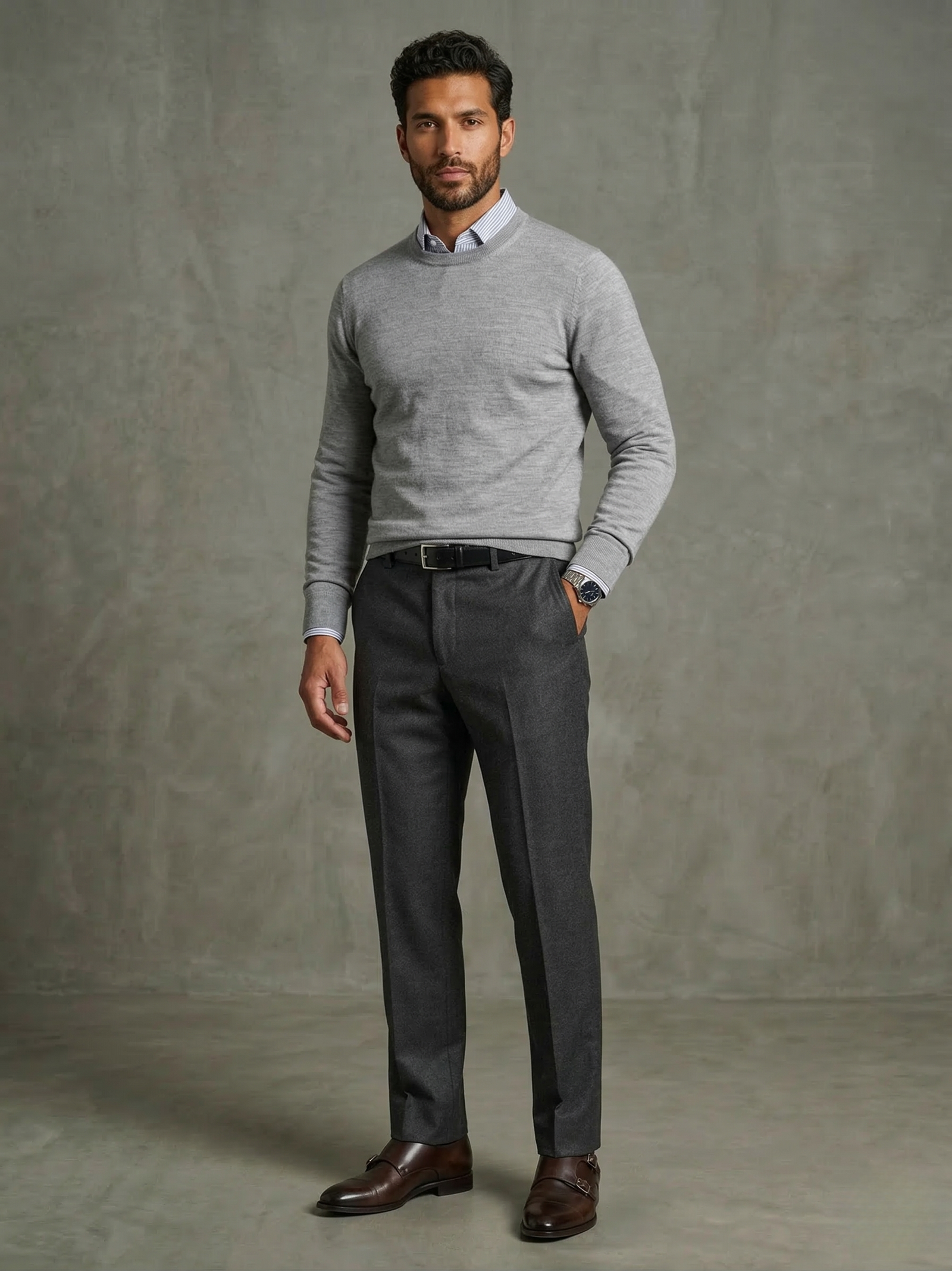 Lefko Premium Black Textured Men's Trousers