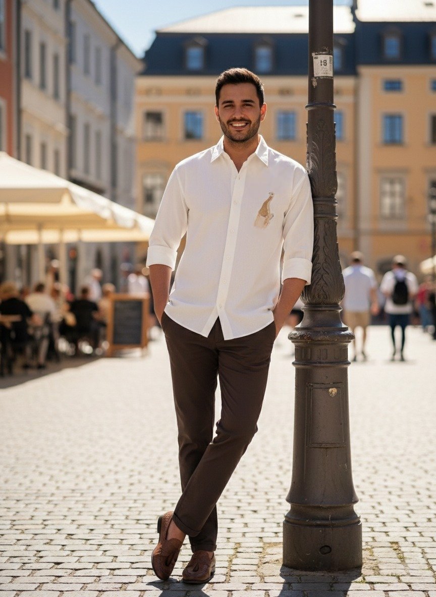 White Embroidered Graphic Full Sleeve Casual Shirt view 2