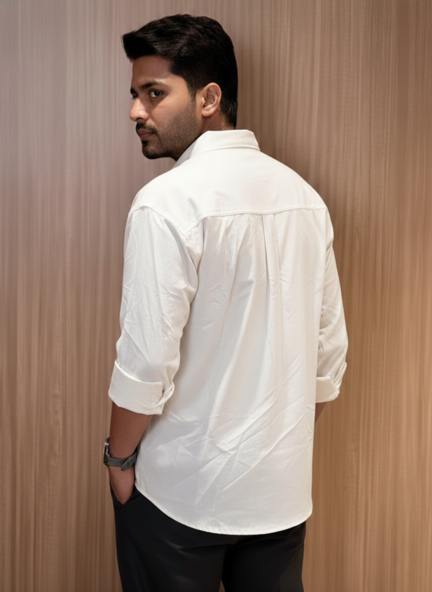 White Embroidered Graphic Full Sleeve Casual Shirt view 5