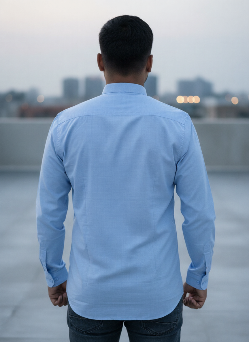 Men's Sky Blue Full Sleeve Formal & Casual Shirt view 3