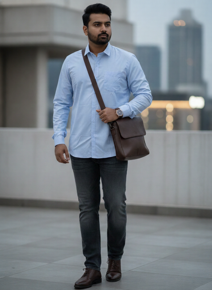 Men's Sky Blue Full Sleeve Formal & Casual Shirt view 4