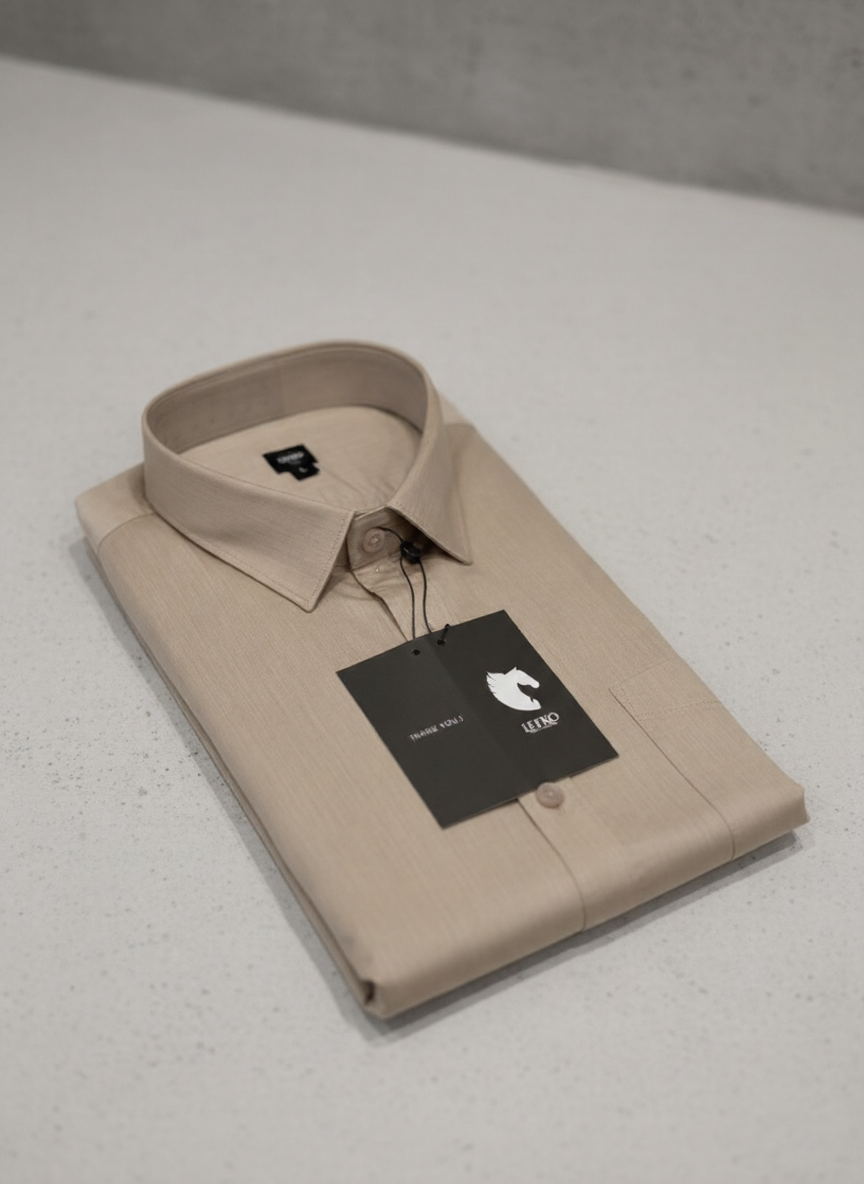 Men's Light Beige Full Sleeve Formal & Casual Shirt view 2