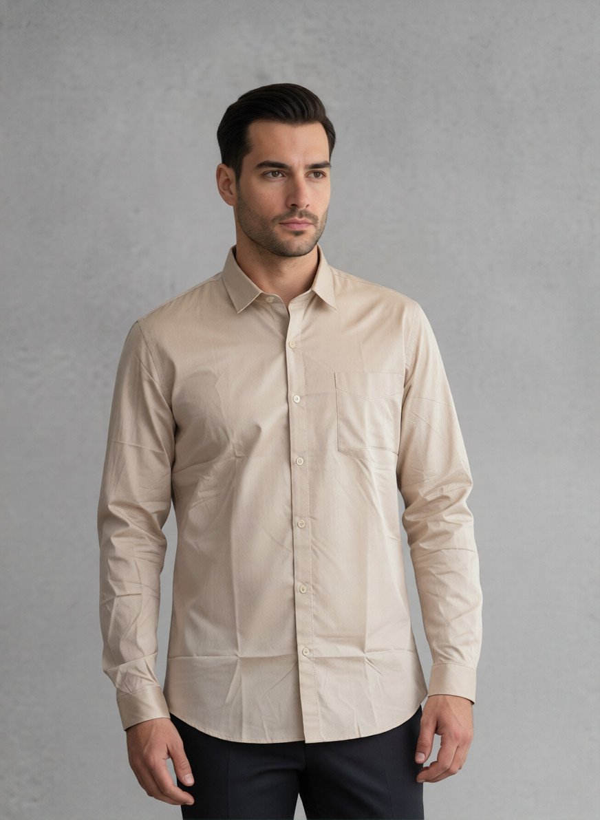 Men's Light Beige Full Sleeve Formal & Casual Shirt